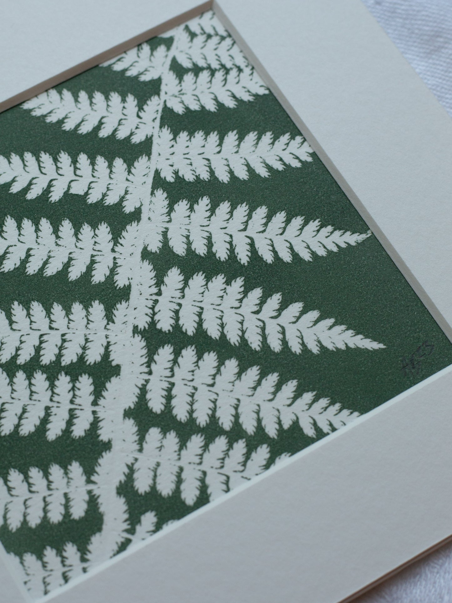 Fern 1 - Mounted Square Botanical Monoprint