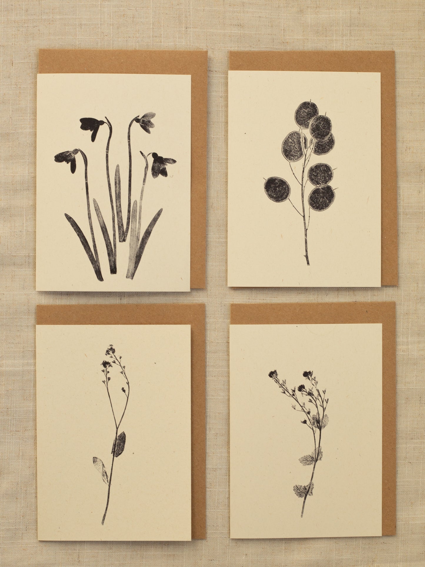 Flowers Greeting Cards Pack of 4