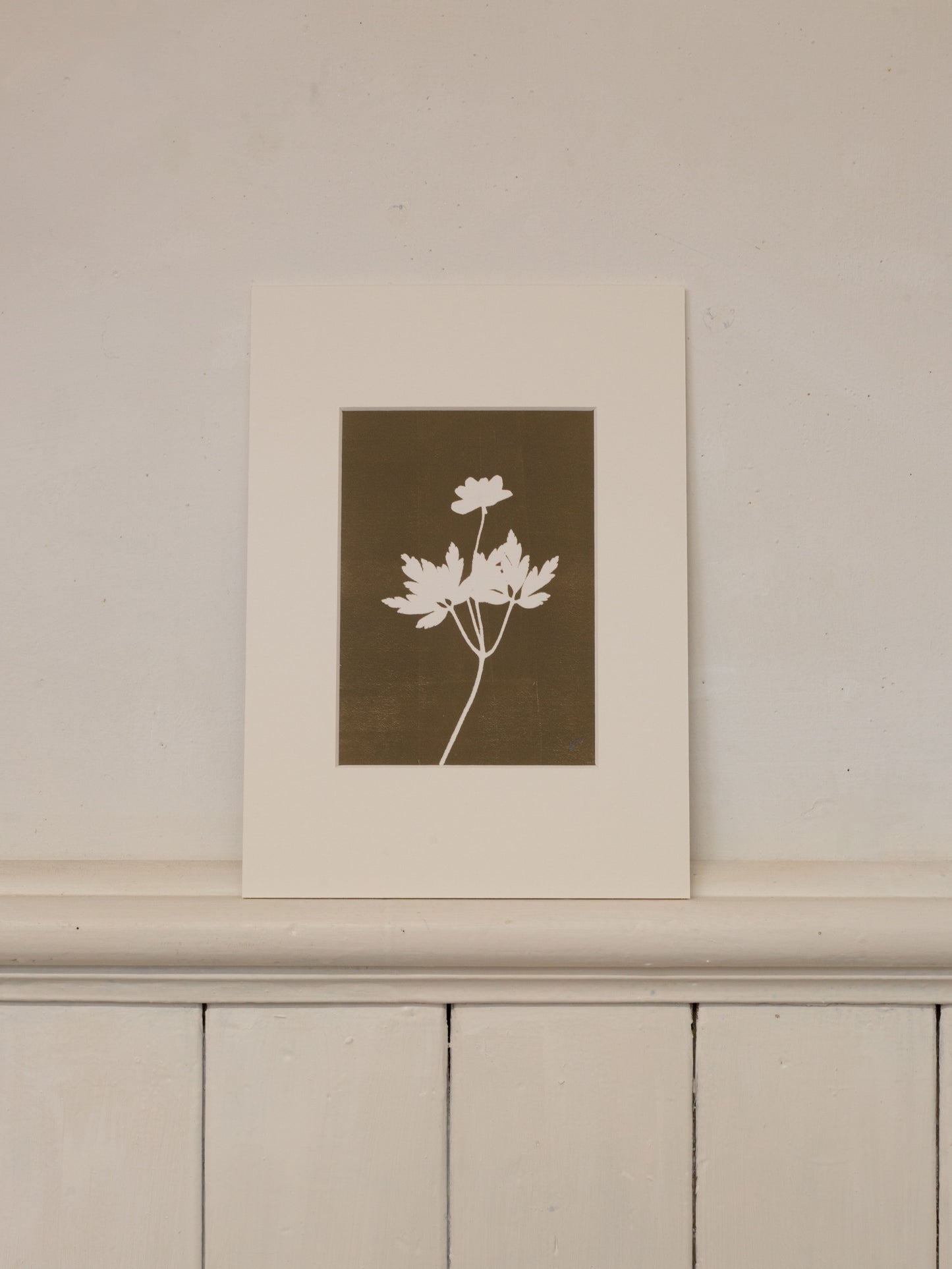 Wood Anemone 1, Monoprint, Original Botanical Print