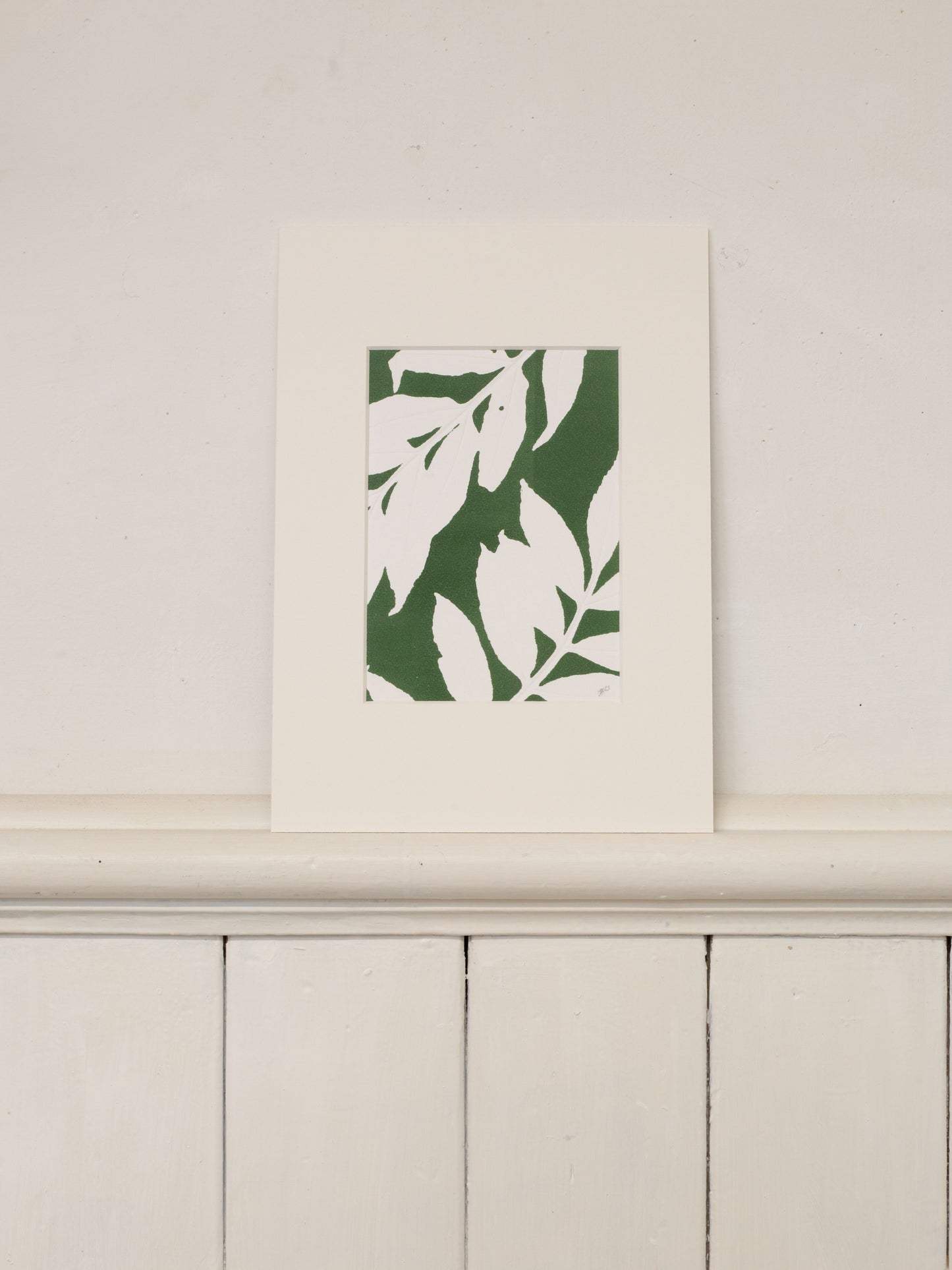 Ash Leaves, Dark Green Botanical Monoprint 1/1