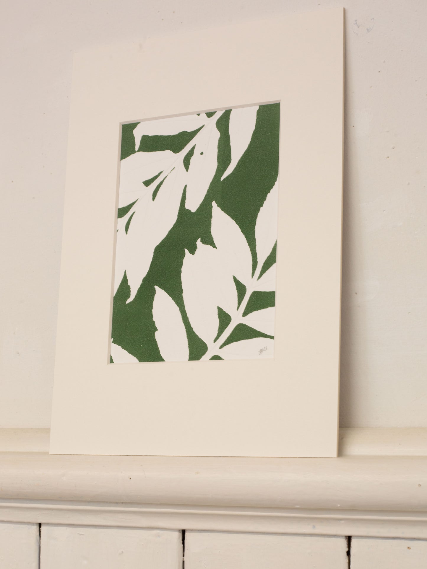 Ash Leaves, Dark Green Botanical Monoprint 1/1