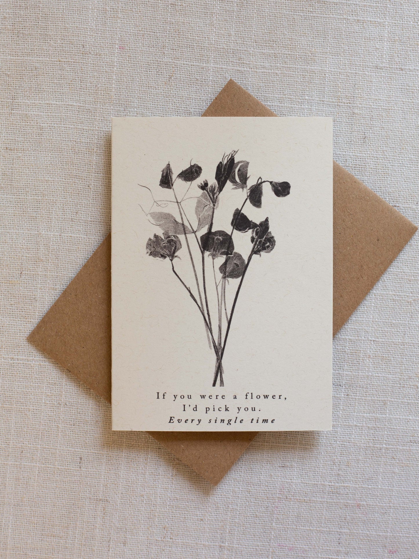 Valentine's Greeting Card A7 - Sweet Peas If you were a flower, I'd pick you