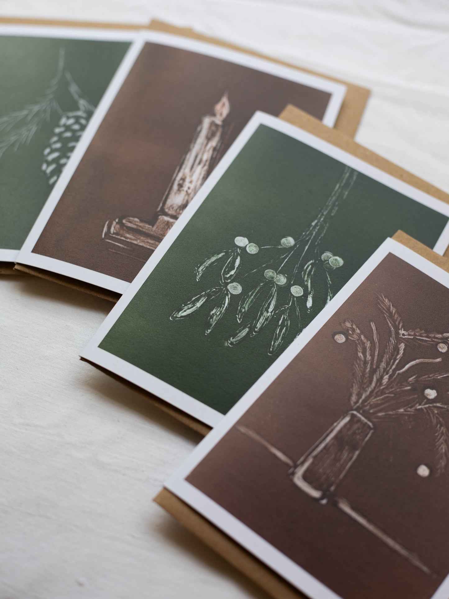 Christmas cards, botanical monotypes