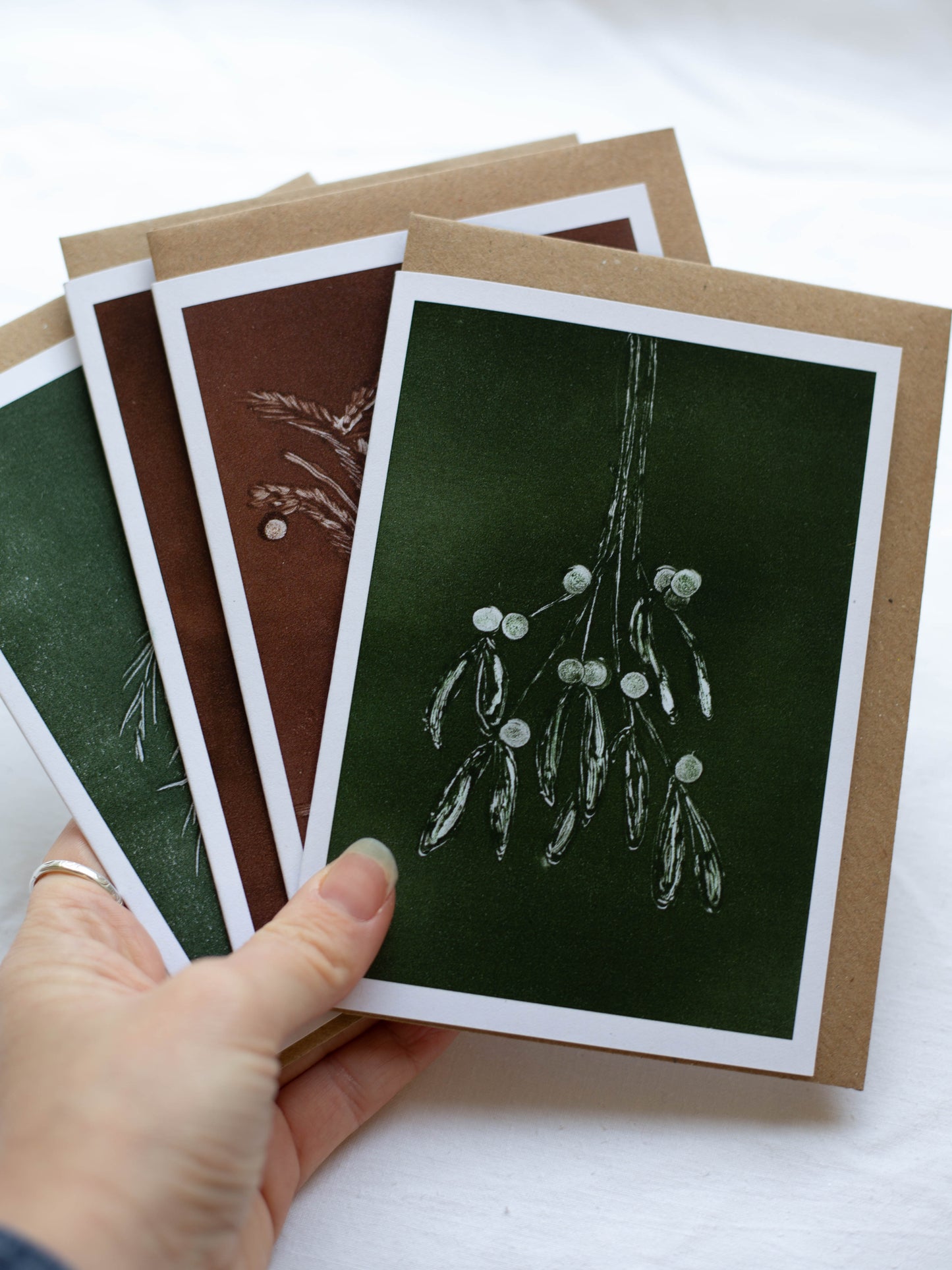 Christmas cards pack of 4 monotype designs