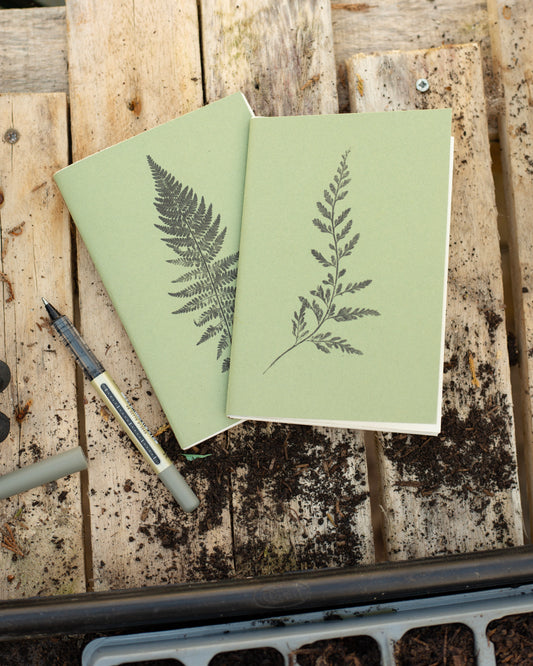 Two A6 notebooks in fern print