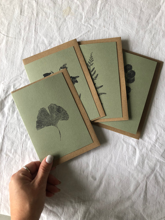 Botanical Greeting Cards Moss Green A6