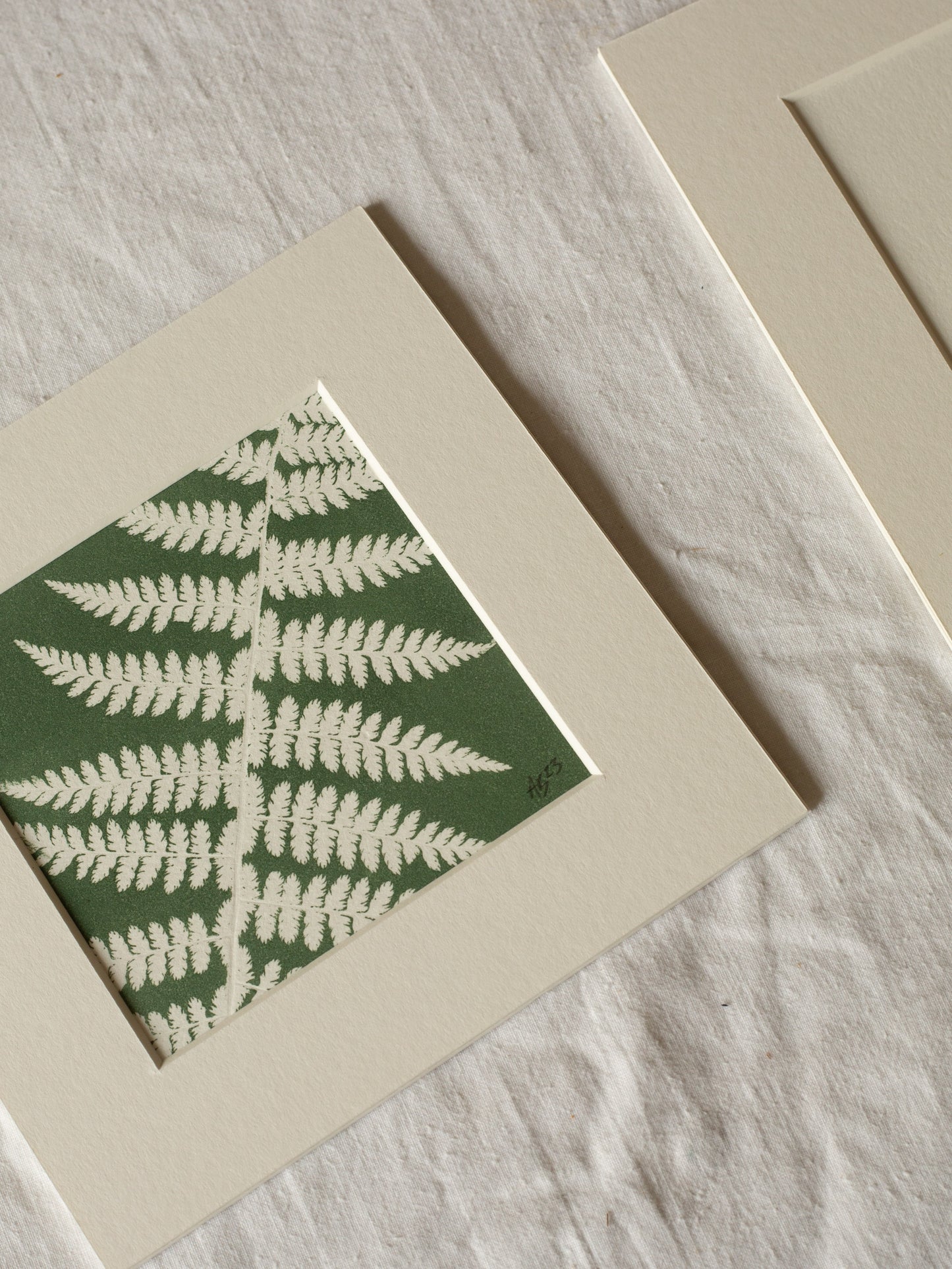 Fern 1 - Mounted Square Botanical Monoprint