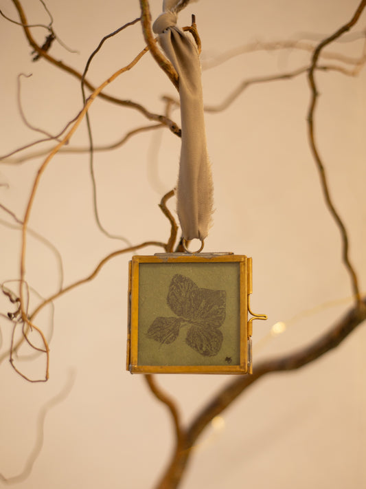 Brass Frame Ornament - Hydrangea Print