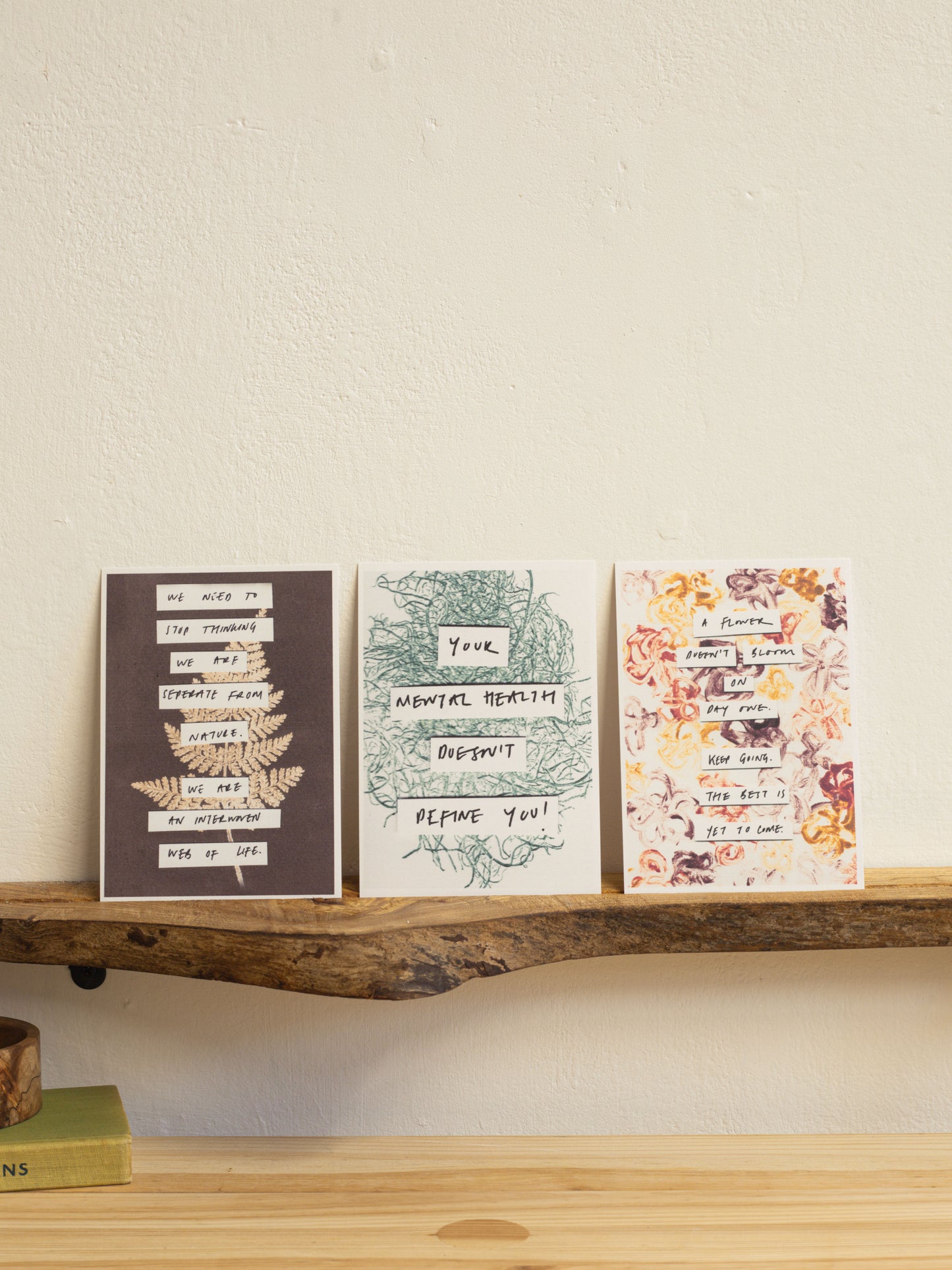 Art Postcard A6 Fern Print - Inspirational Words - Blank