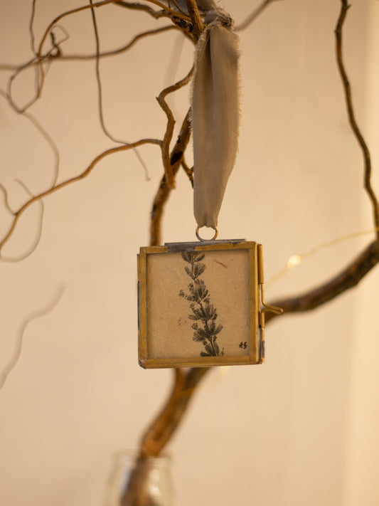 Brass Frame Ornament - Lavender Print