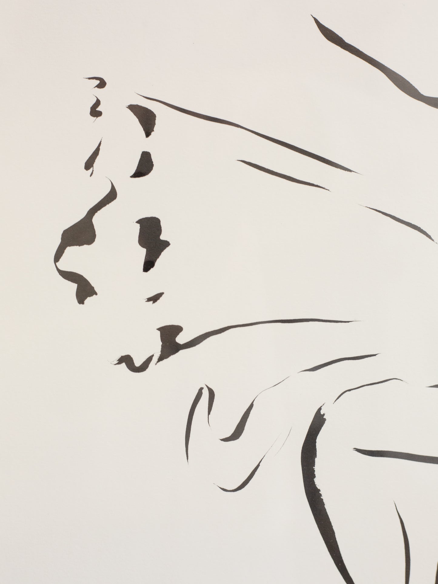 Close up of indian ink brushwork 