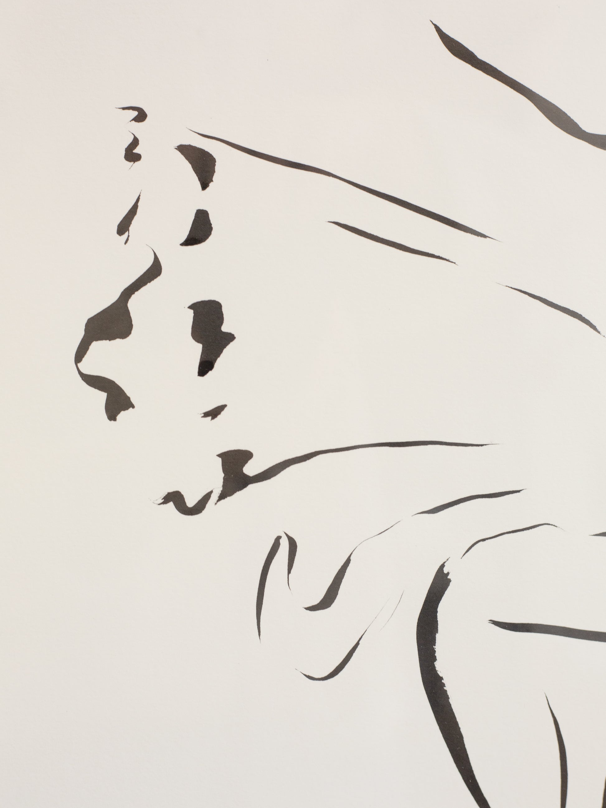 Close up of indian ink brushwork 