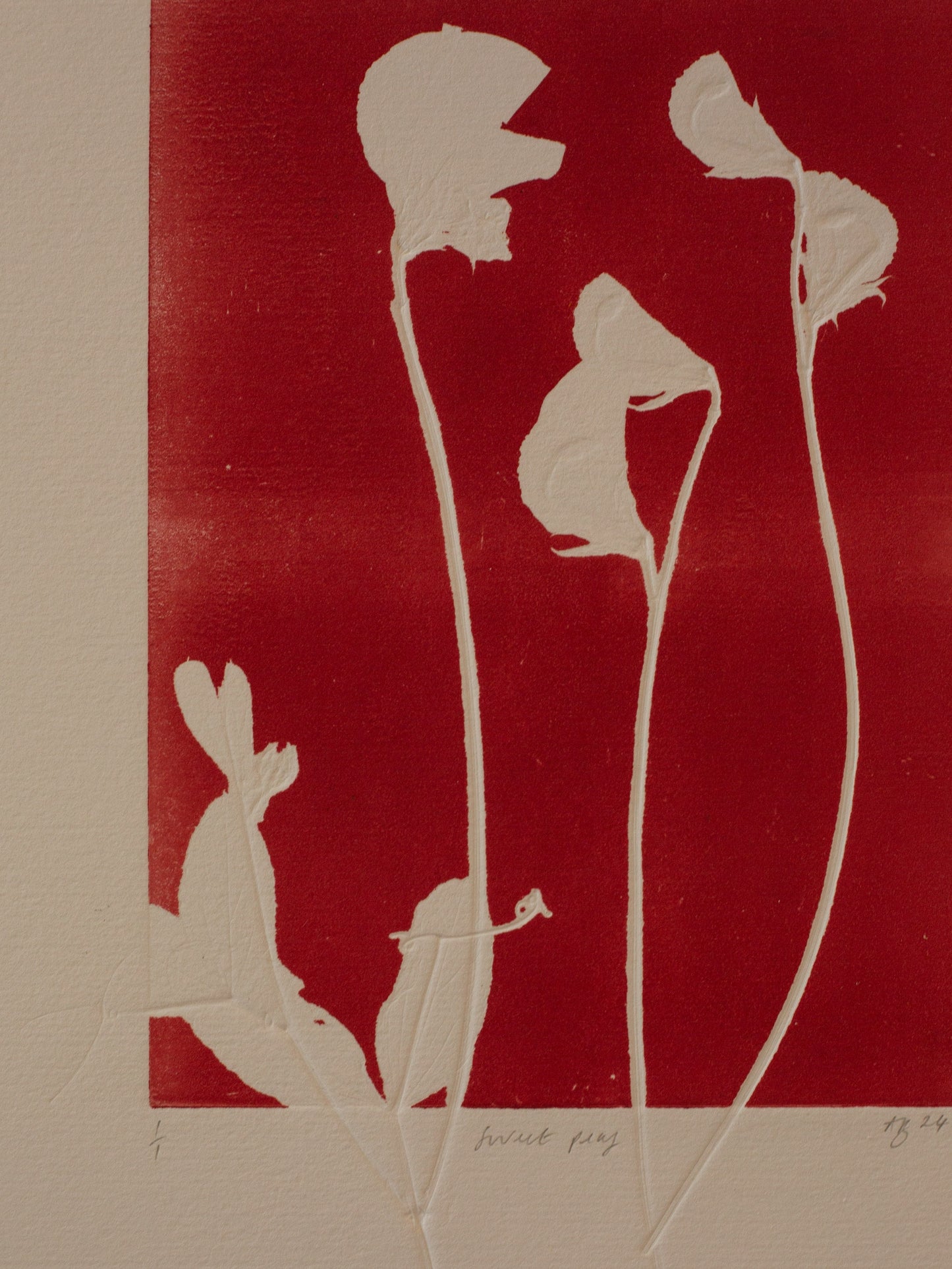 Sweet Peas 1 - Monoprint - A4 1/1