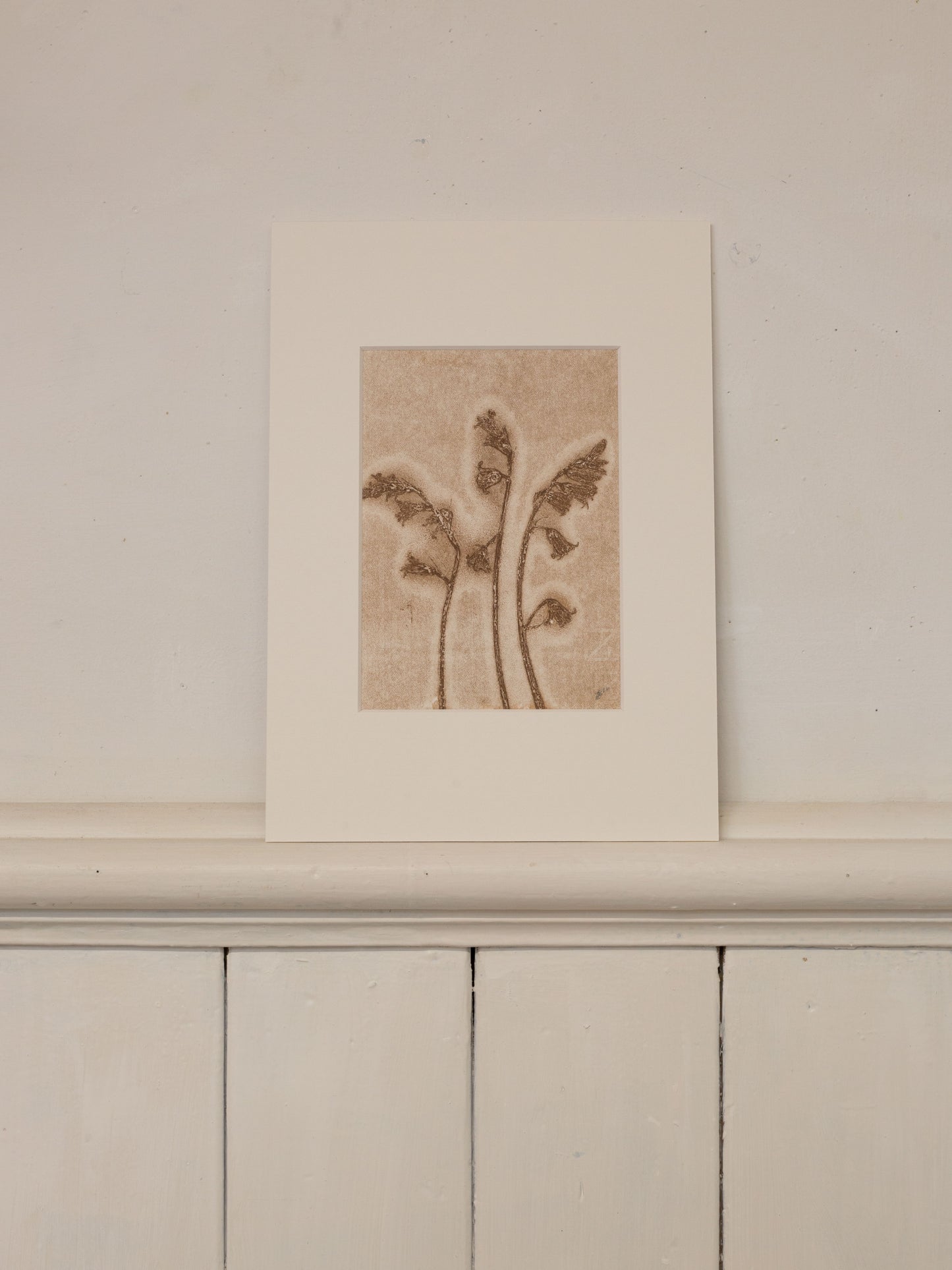 Bluebells 1, Ghost Monoprint, Original Botanical Print