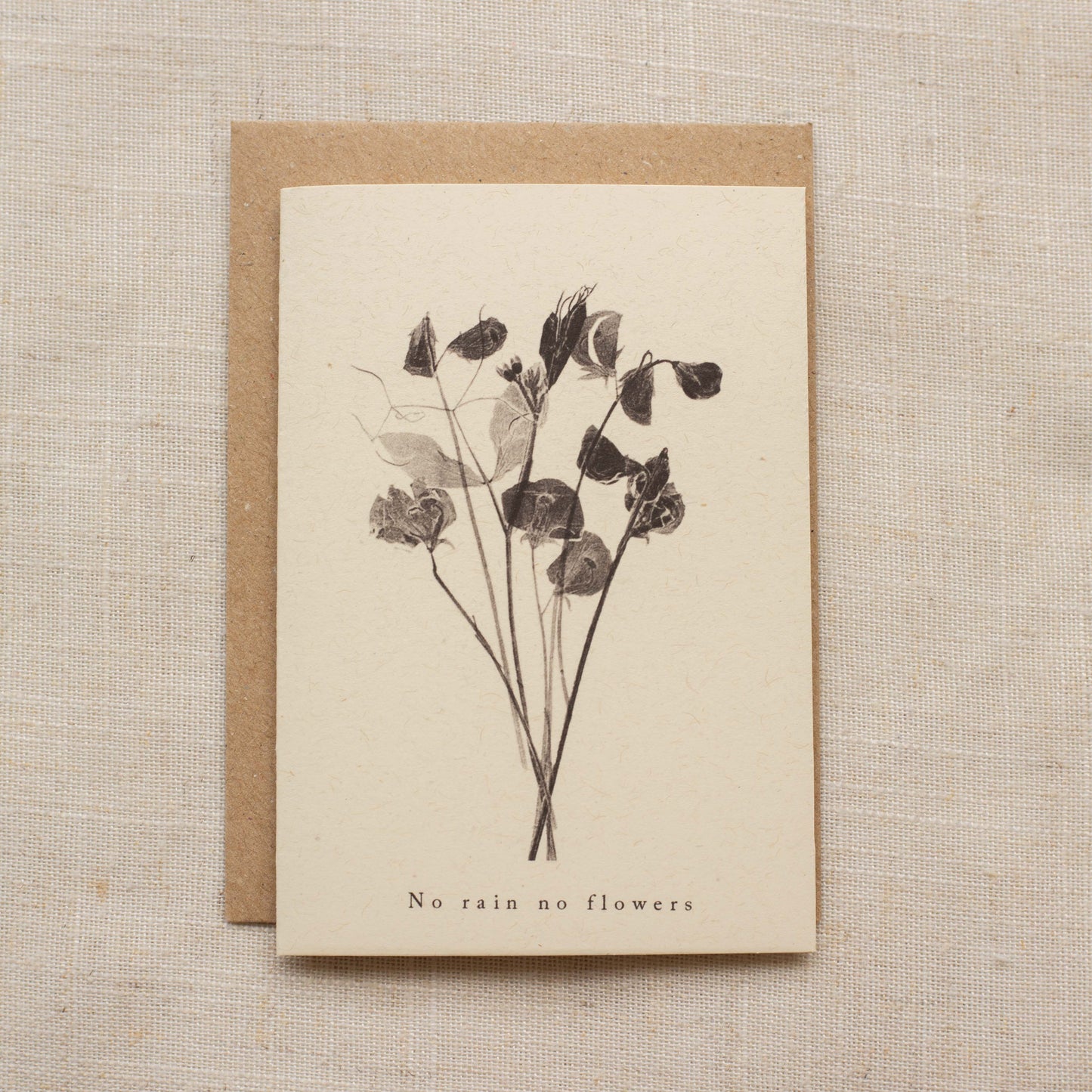 Sweet Peas Floral Greeting Card A7 - No Rain No Flowers