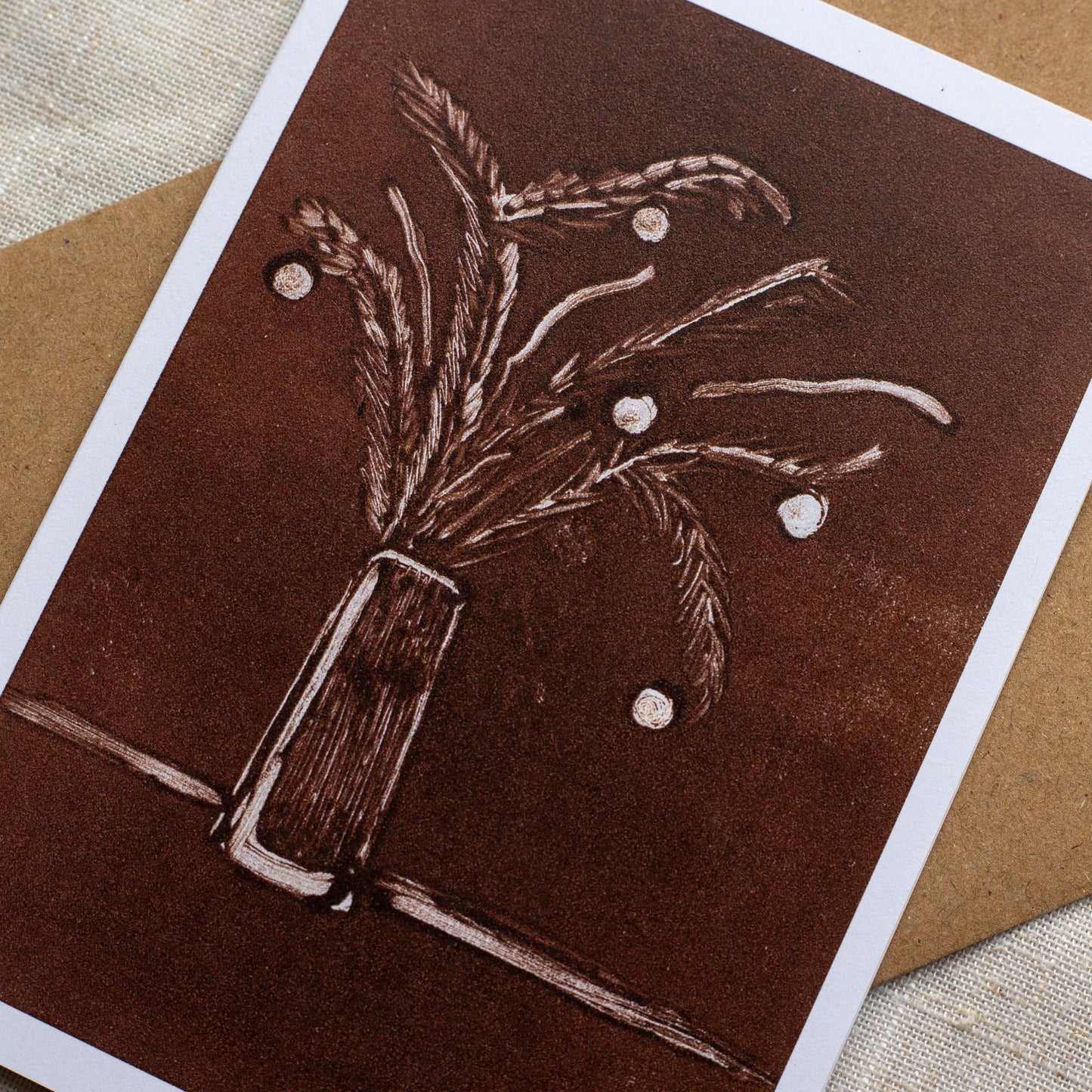 Botanical Christmas Cards – Minimalist Design – Monotype Nature Art - Pick your 4