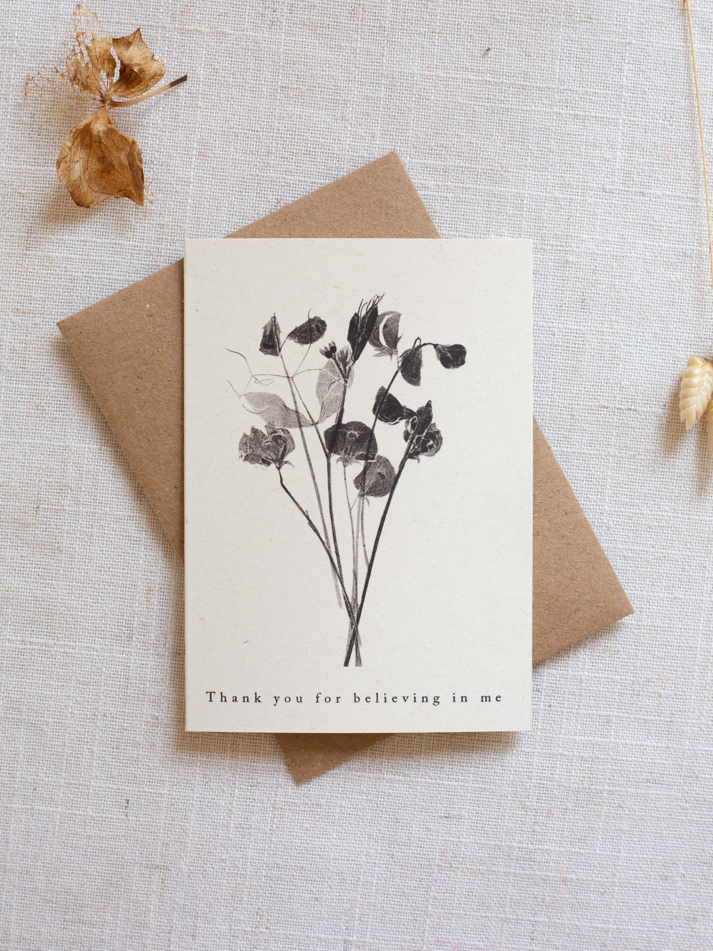 Valentine's Greeting Card A7 - Floral Design - Thank you for believing in me