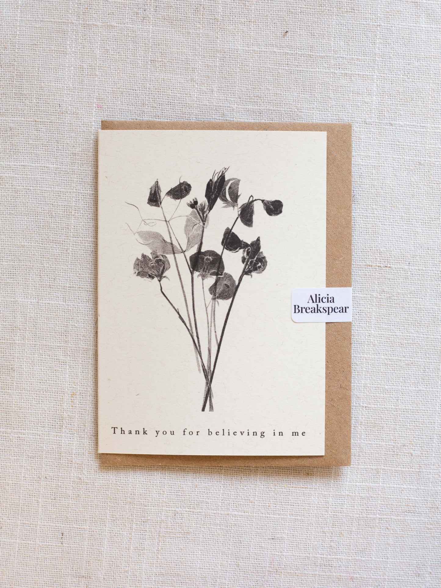 Valentine's Greeting Card A7 - Floral Design - Thank you for believing in me
