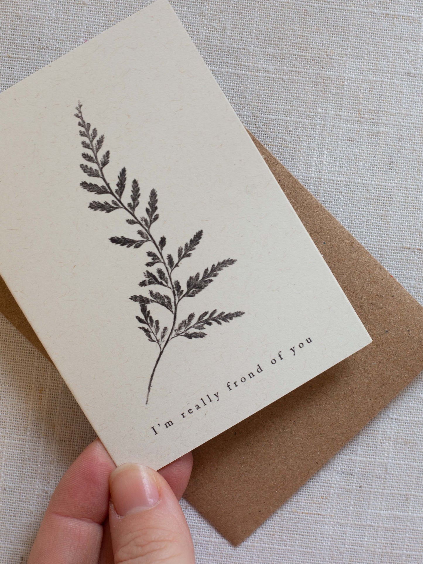 Valentine's Greeting Card A7 - I'm really frond of you - Fern Pun Card