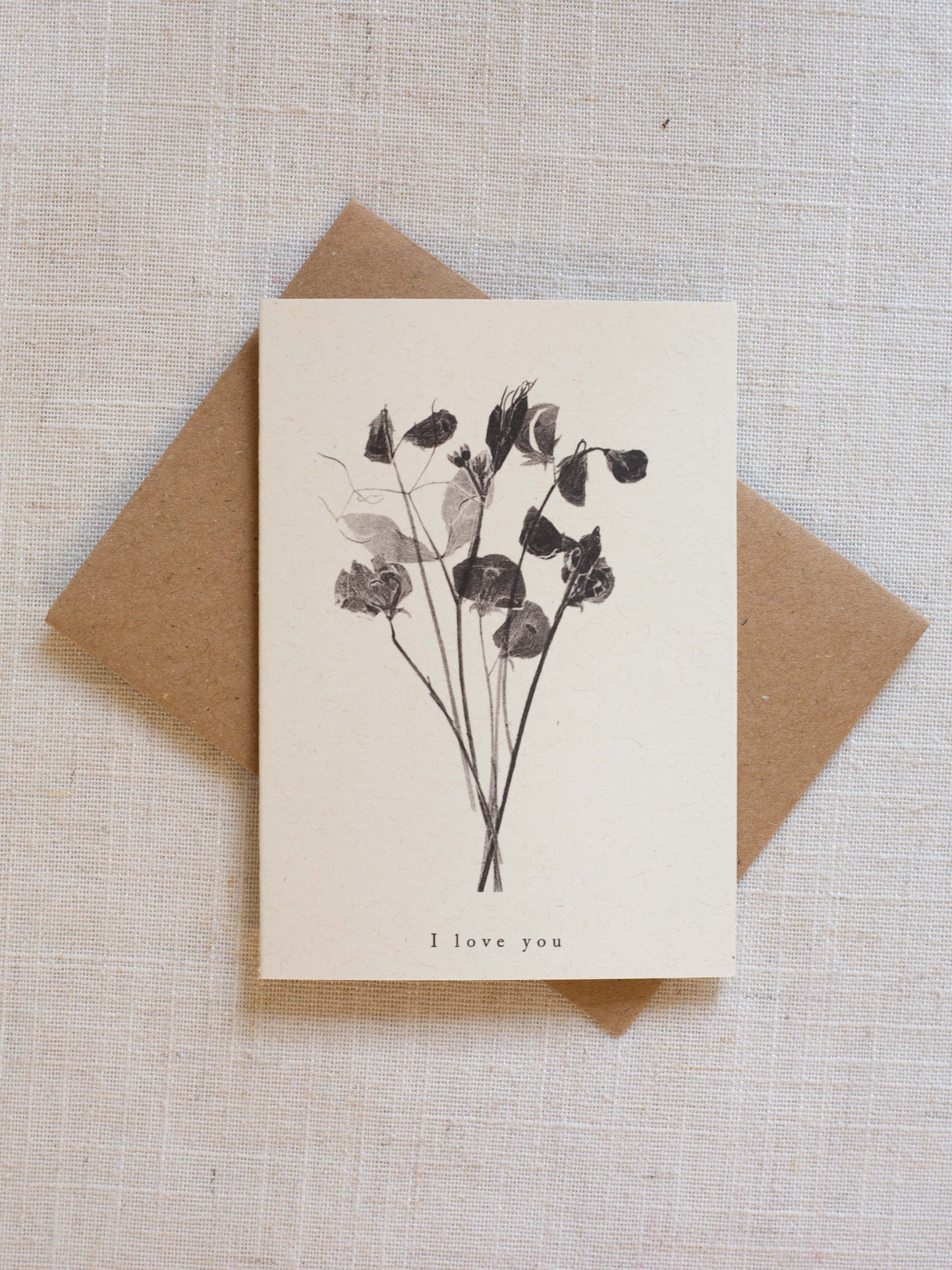 Valentine's Greeting Card A7 - Sweet Peas I love you