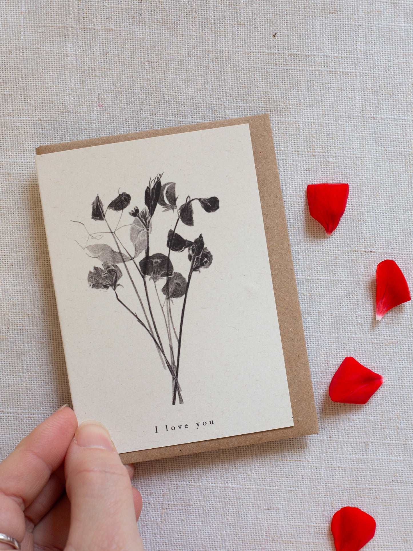Valentine's Greeting Card A7 - Sweet Peas I love you