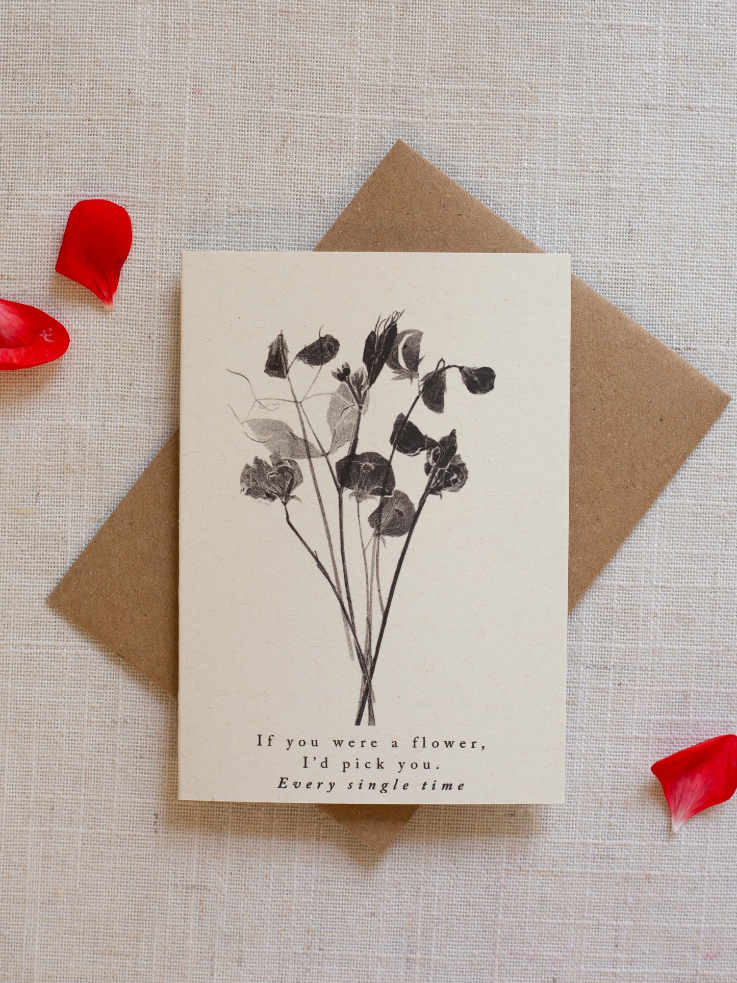 Valentine's Greeting Card A7 - Sweet Peas If you were a flower, I'd pick you
