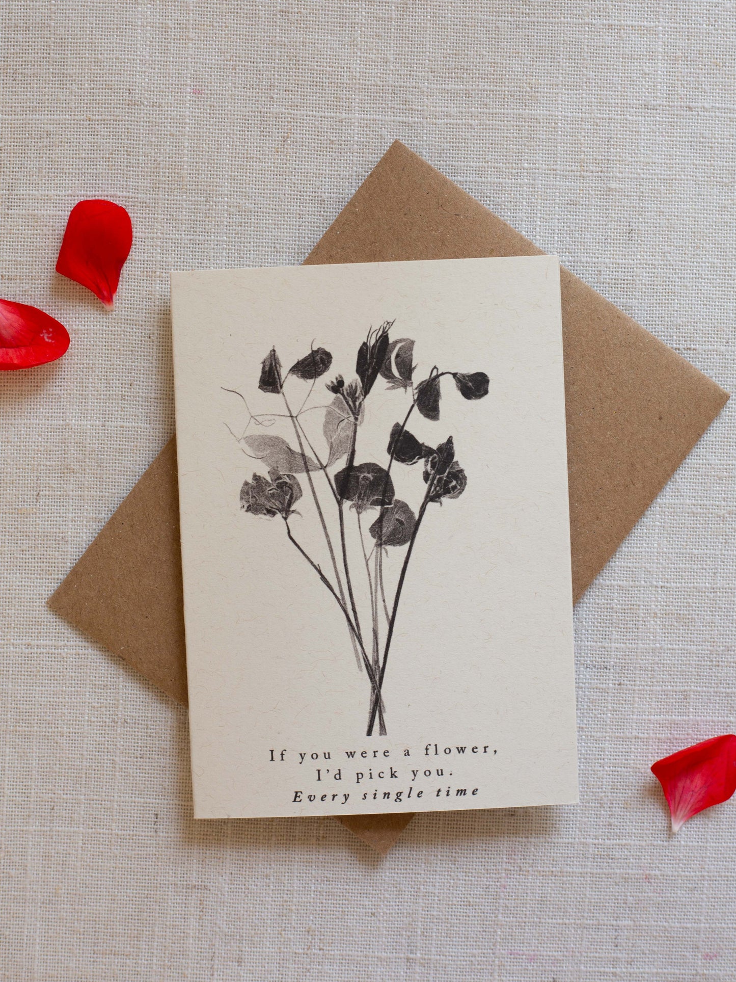 Valentine's Greeting Card A7 - Sweet Peas If you were a flower, I'd pick you