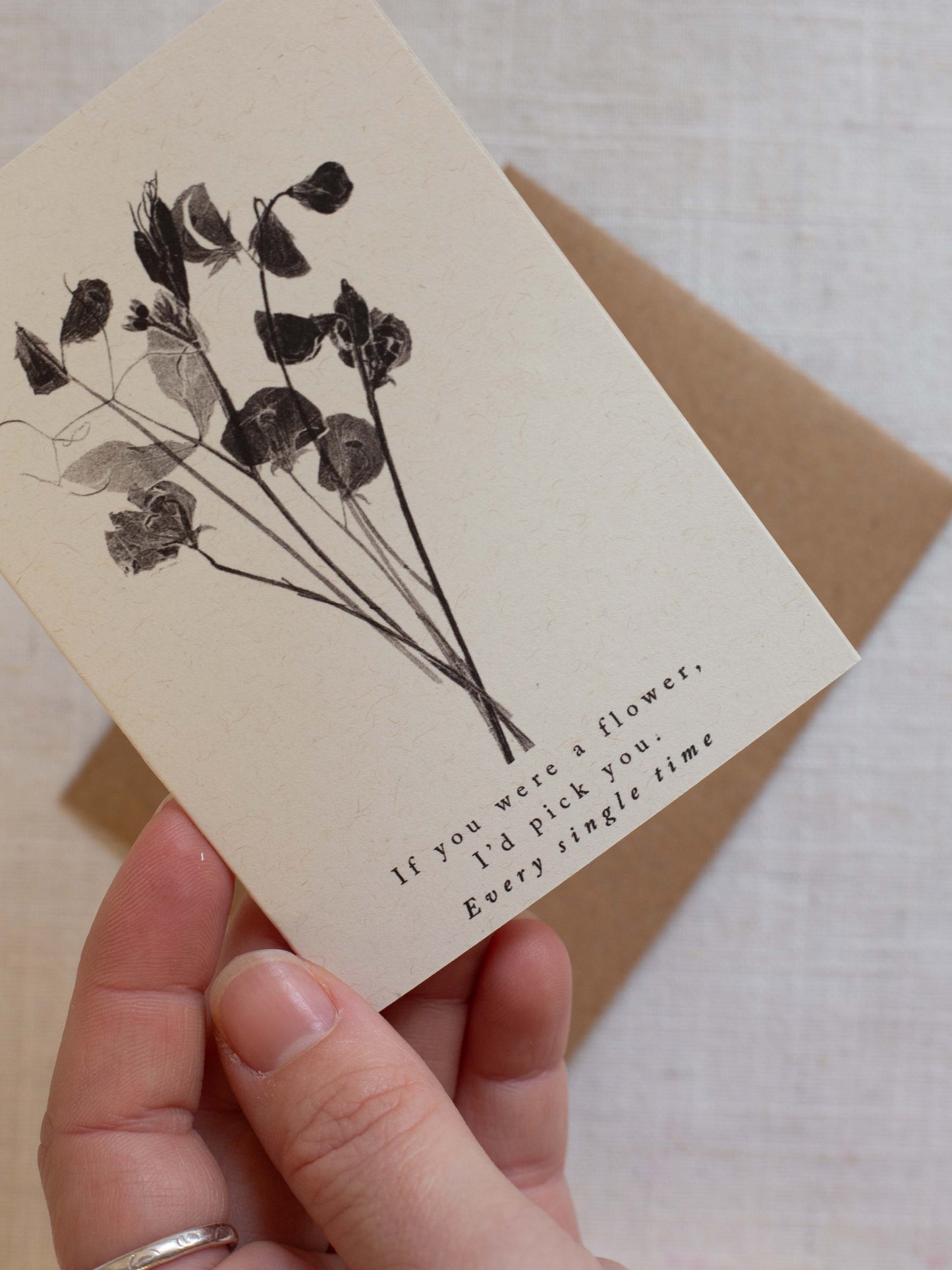 Valentine's Greeting Card A7 - Sweet Peas If you were a flower, I'd pick you