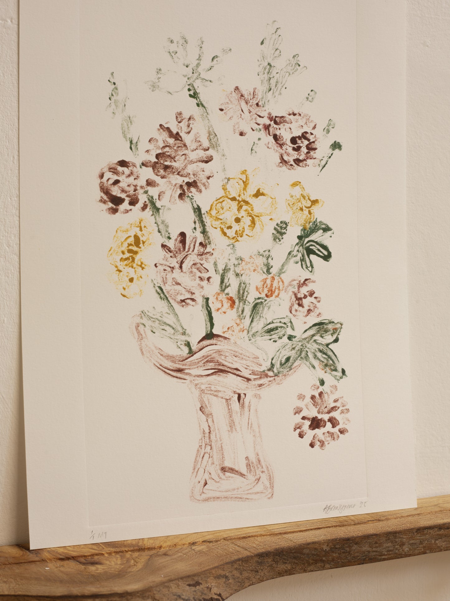 Vase study 1 - floral monotype original print