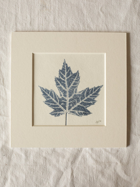 Maple leaf - Mounted Square Botanical Monoprint