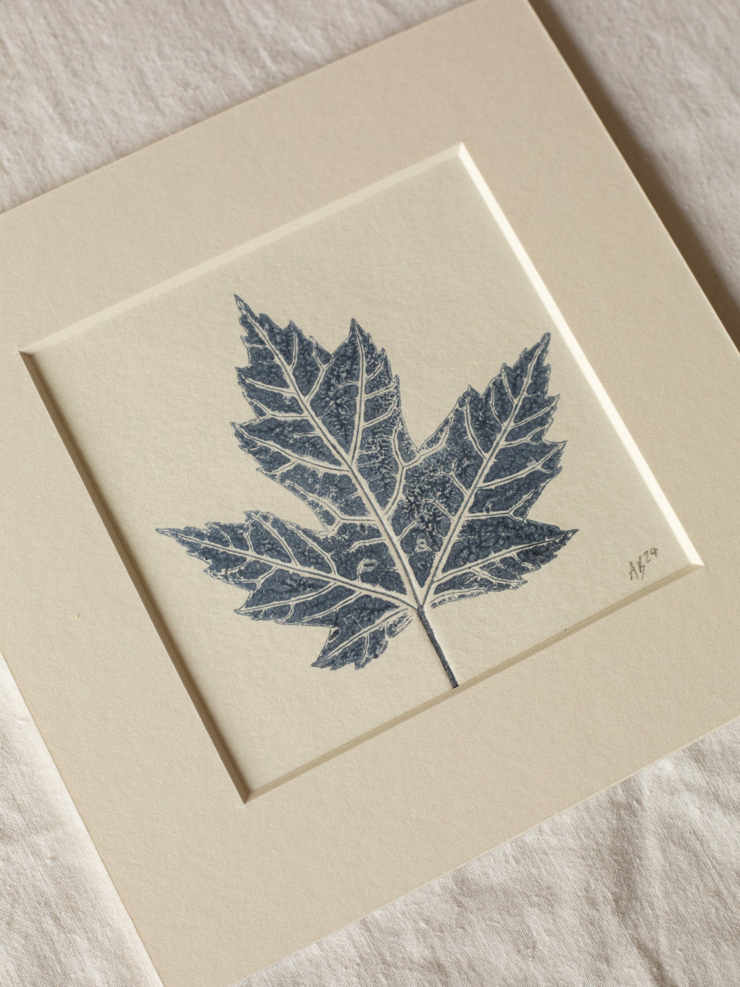 Maple leaf - Mounted Square Botanical Monoprint