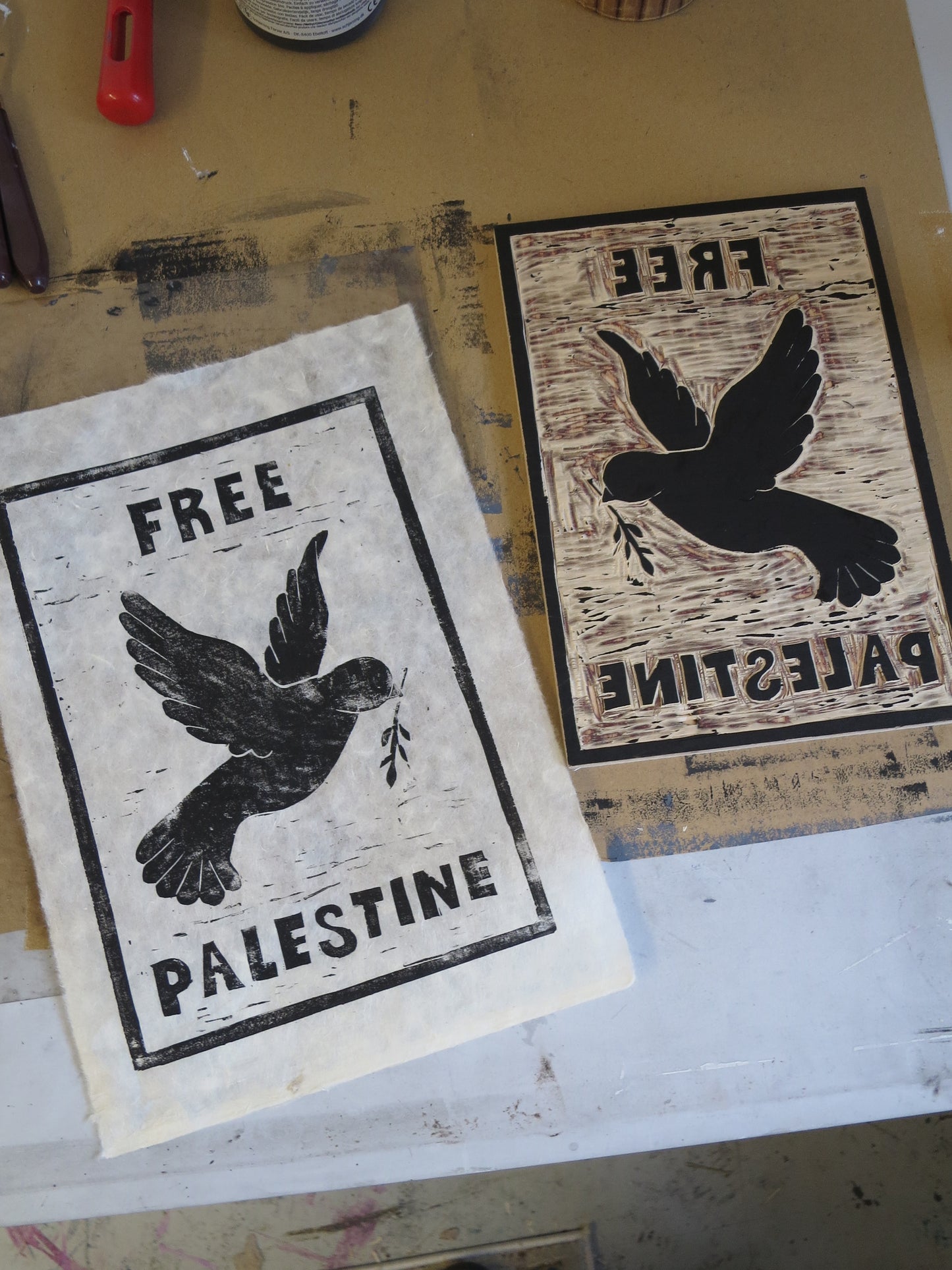 Free Palestine Woodcut Poster