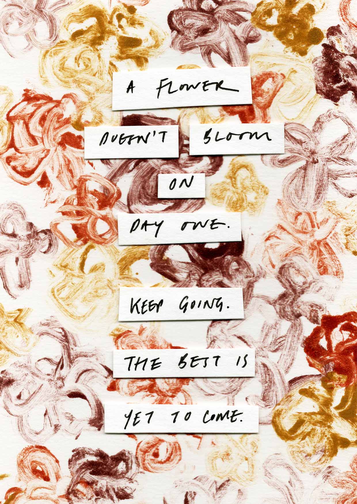 Art Postcard A6 Floral Print - Inspirational Words - Blank
