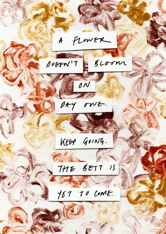 Art Postcard A6 Floral Print - Inspirational Words - Blank